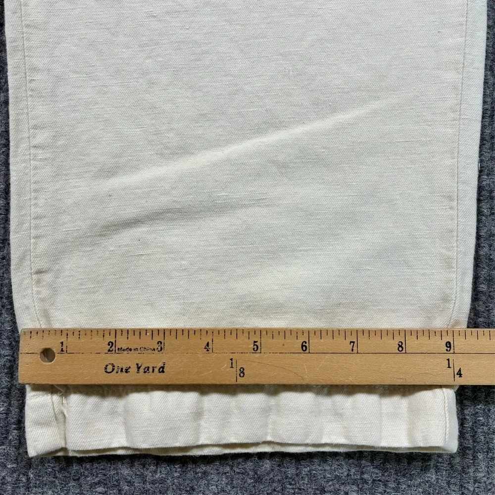 IZOD Mens Chino Pants Size 36x32 Beige‎ Cotton Linen Flat Front Mid Rise